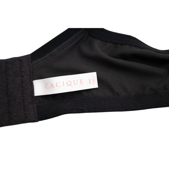 Lane Bryant Cacique T-Shirt Bra 46C Gray Lace Trim Lightly Lined Full Coverage - Picture 9 of 12